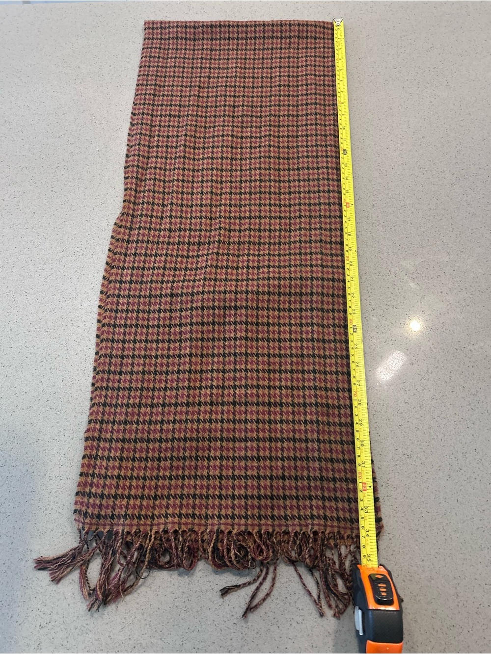 J. Crew Houndstooth Fringe Scarf in Rust, Black and Tan